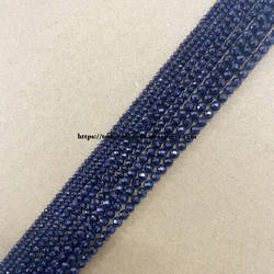 Small Diamond Cuts Faceted Blue Sandstone Round Loose Beads 15