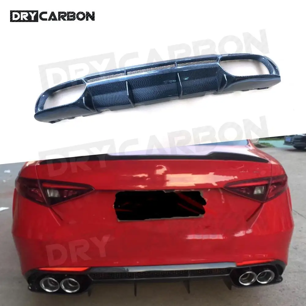 

Carbon Fiber Q Style Rear Lip Diffuser Spoiler for Alfa Romeo Giulia Standard 2017 2018 2019 2020 Rear Bumper Car Accessories