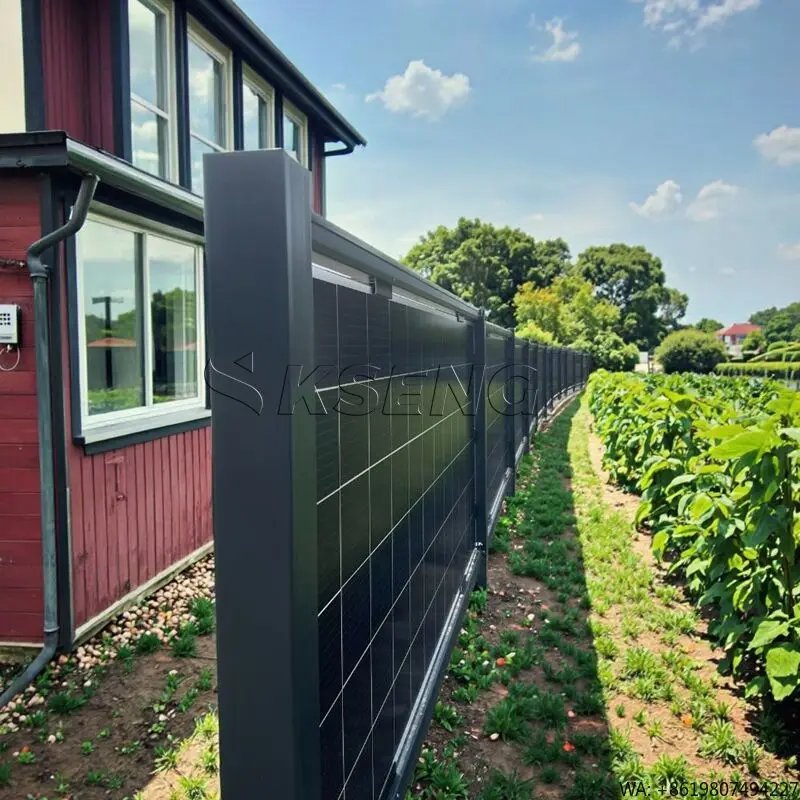 Wind Resistant Bifacial PV Panel Mount Structure Vertical Solar Bracket System Outdoor Fence Solar Fence System