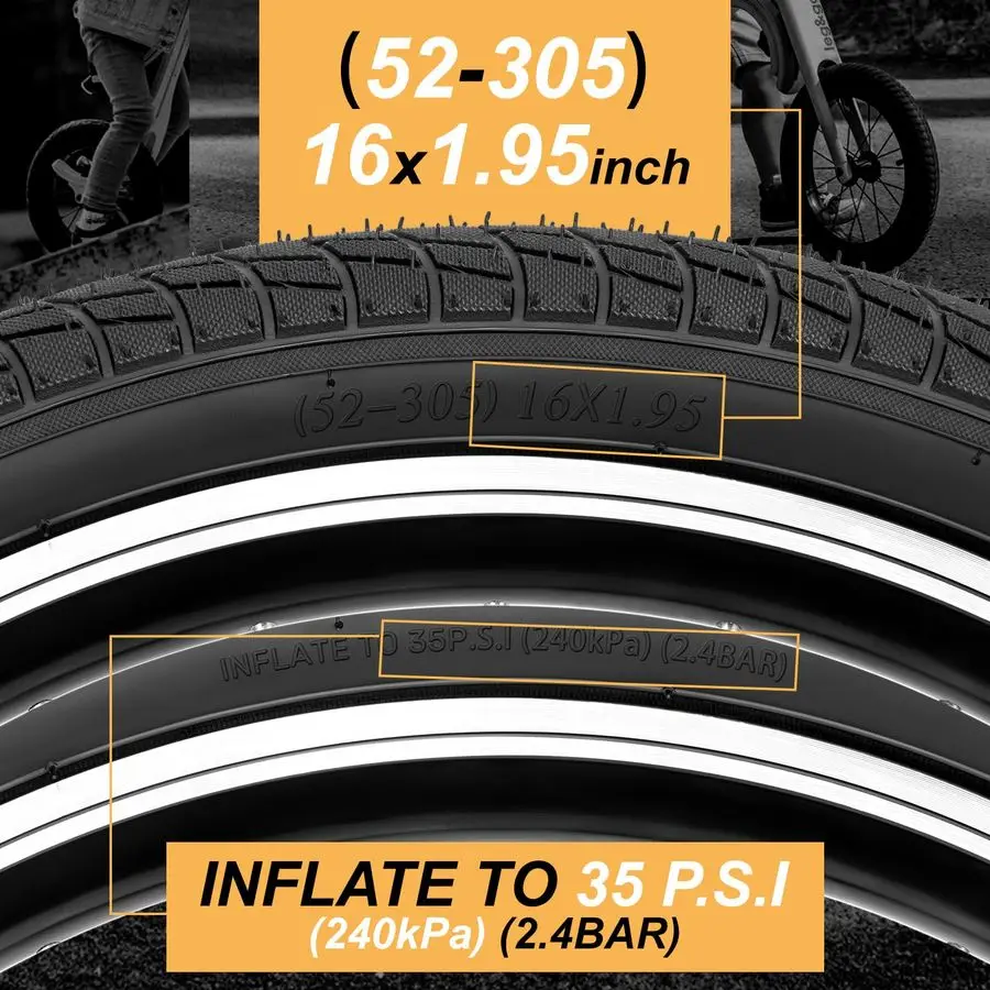 

Шина для детского велосипеда 16, 20, шина для тяжелого велосипеда BMX 161,95 202,125 дюйма, устойчивая к проколам велосипедная шина, внутренние камеры 16 20 Schrader V