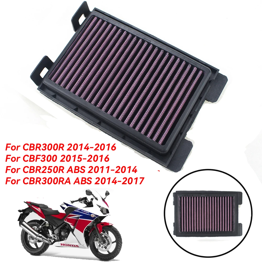 

Motorcycle Air Intake Filter Cleaner High Flow Non-woven Fabric Air Filter For Honda CBR250R 11-13 CBR300R CB300F CBR300F 15-18