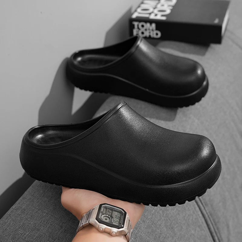 Men's and Women's Chef Shoes Eva Integrated Closed-Toe Half-Slipper Thick-Soled Non-Slip Oil-Proof Waterproof Kitchen Work Sandals