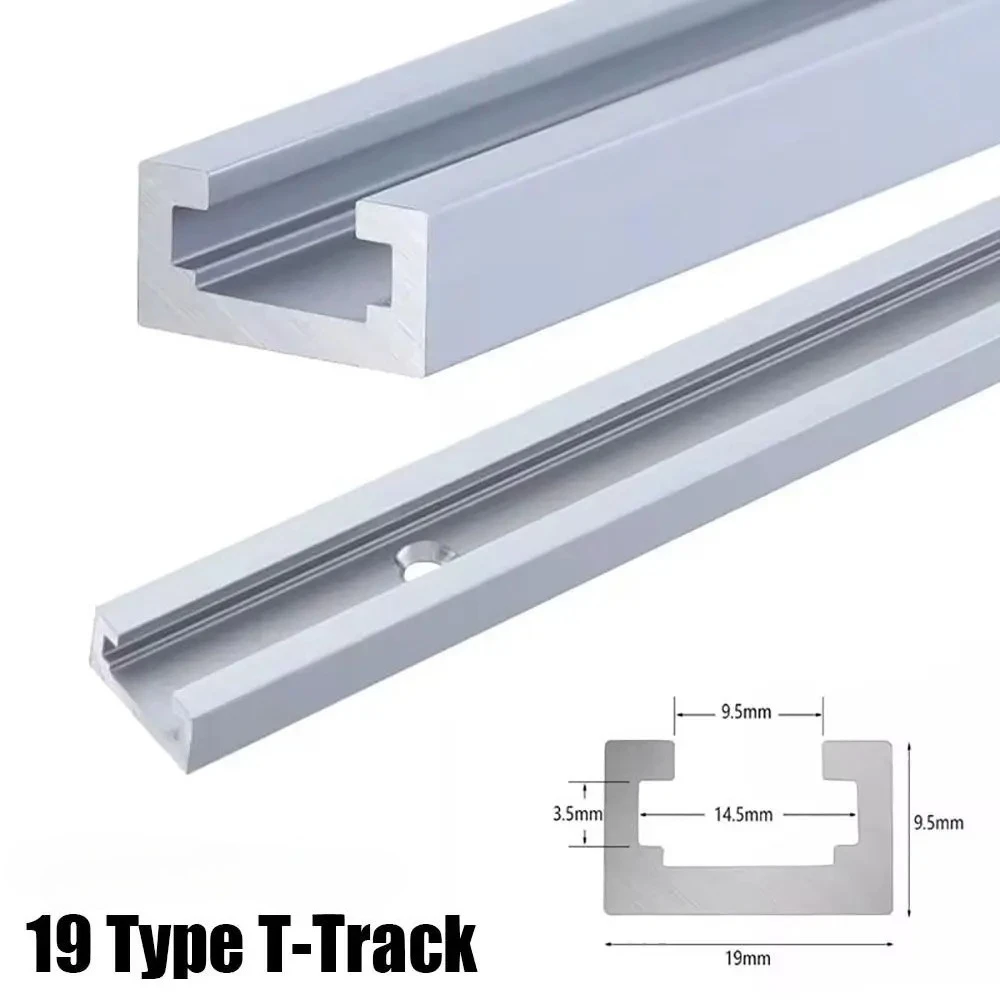 1Pcs Slide Guide Rail T-Track T Slider Fixture Slot Slide 300-600mm T-Slot Track 19 Type 19x9.5mm Aluminium Alloy
