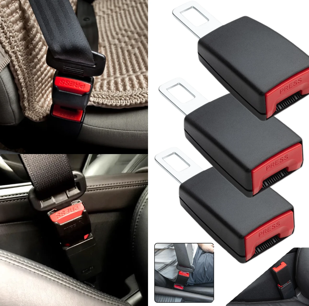 Comfortable ABS Universal Car Seat Belt Buckle Safe Adjustable Seat Accessories Extender Increase Seat Belt Length Metal Buckle
