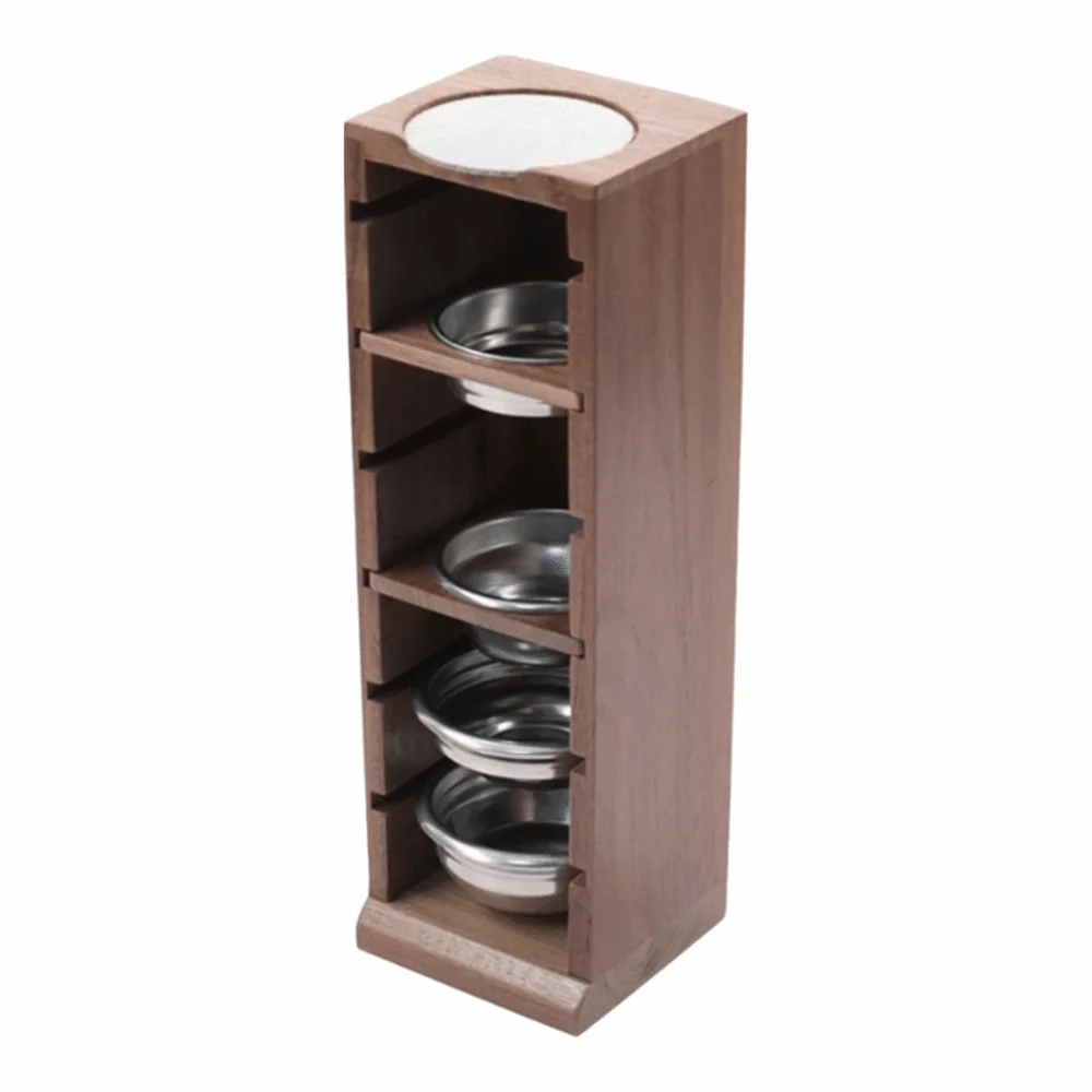 

51/53/58mm Espresso Powder Bowl Storage Rack Wooden Textured Filter Basket Corner Rack Walnut Coffee Bowl Filter Storage Rack