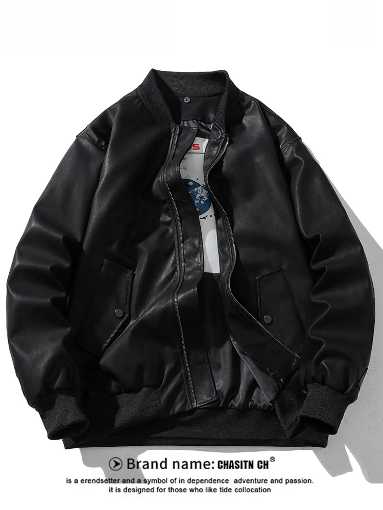 High-End Administrative Zipper PU Leather Jacket Men's Women's Autumn Winter Fashion Brand Design Motorcycle Vintage American...