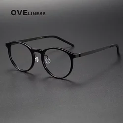 Acetate Titanium optical Glasses Frame Men Screwless myopia Prescription Eyewear Eyeglasses Frames Women Retro Round spectacles
