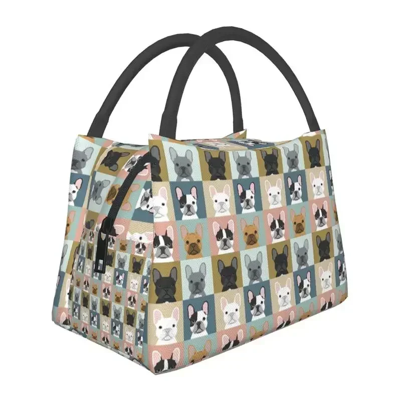 Custom French Bulldog Portraits Pattern Lunch Bag Men Women Warm Cooler Insulated Lunch Box for Office Travel