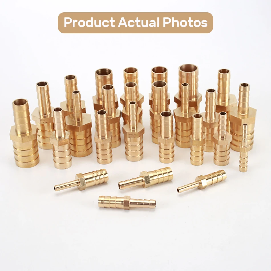 4 5 6 7 8 10 12 14 16mm Gas Copper Barbed Coupler Connector Adapter Brass Barb Reducing Joint Straight Hose Pipe Fitting Equal