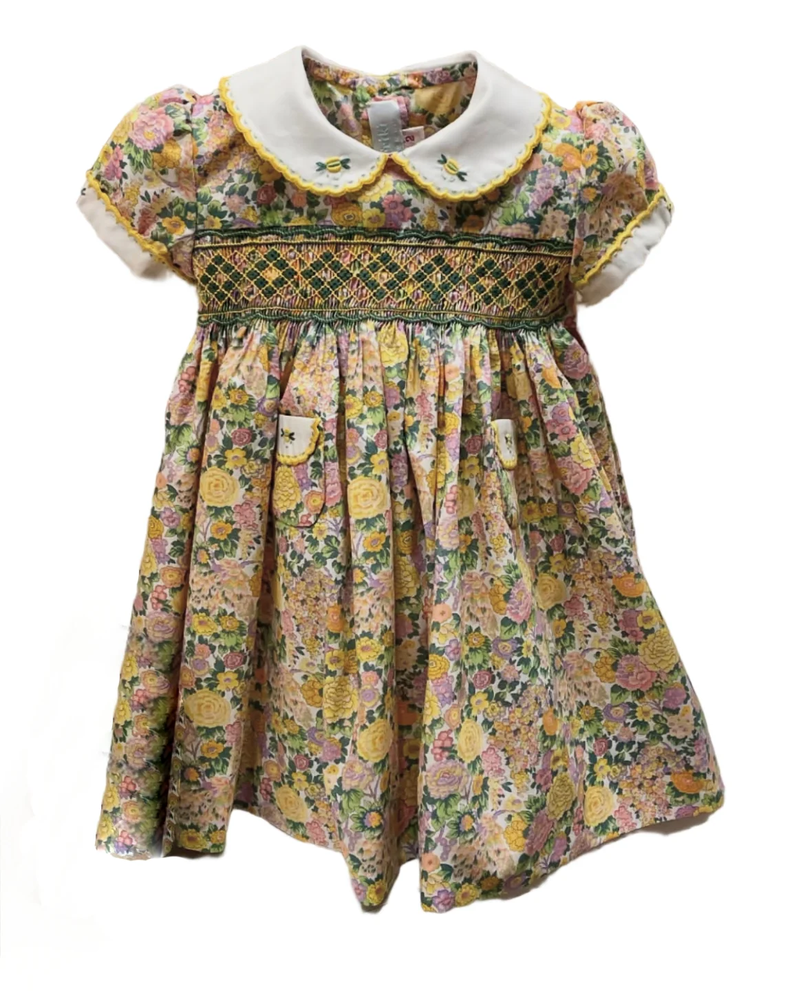 

0-12Y Baby Girl Summer Handmade Embroidery Smocked Floral Dress for Eid Birthday Party Holiday Photography Casual A52
