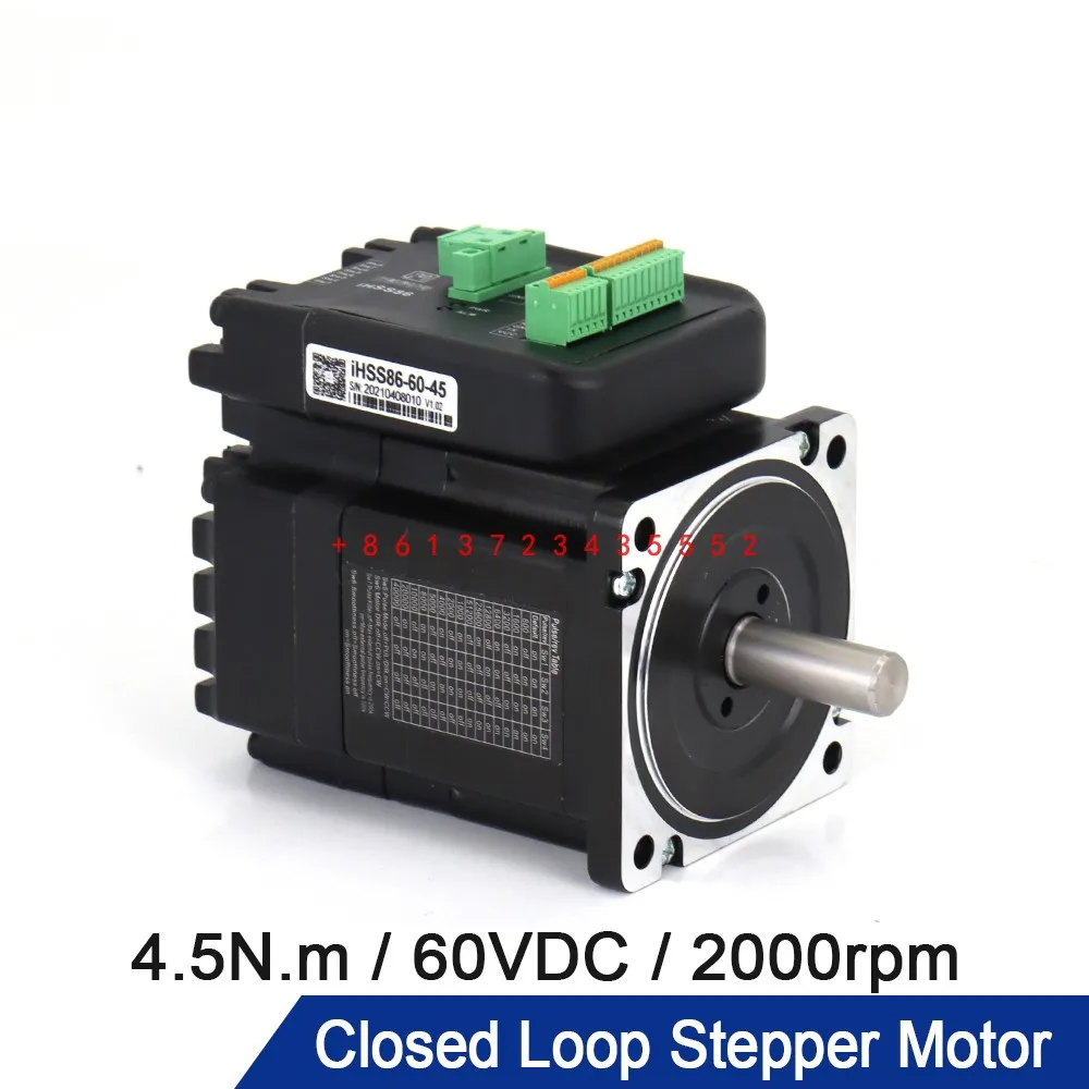 

JMC 2Phase Nema34 4.5N.m 2000rpm Hybrid Integrated Closed Loop Stepper Servo Motor Driver 24-80VDC 6A iHSS86-60-45