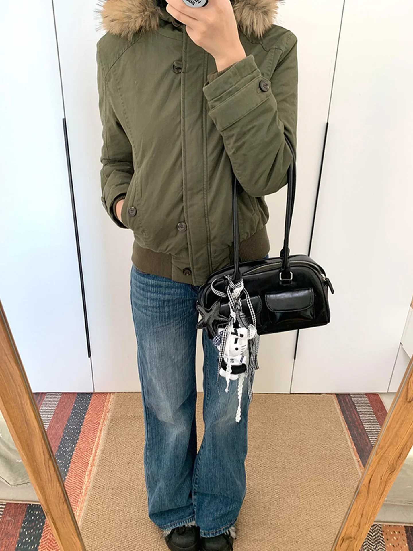 American Sle High Street Retro Bell Bot Deep Blue Jeans Women's Autumn Winter New Sle Slim Wide Leg High Waist Straigh...