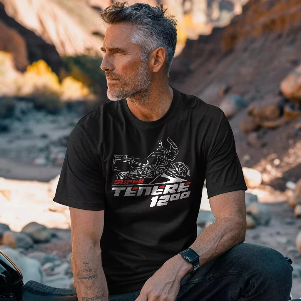 

XT1200Z Super Tenere ADV Rider Motorcycle Printed T-Shirt Male and Female Couples Summer New Lazy Wind Retro Short Sleeves