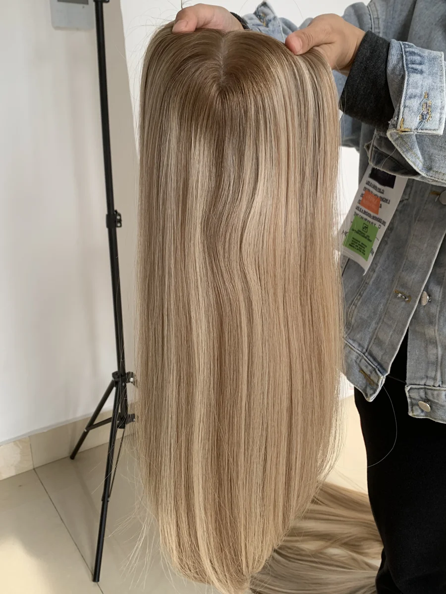 

Cheap Price Blonde Color Silk Top European Virgin Hair Toppers Kippah Fall For White Women Hair Pieces