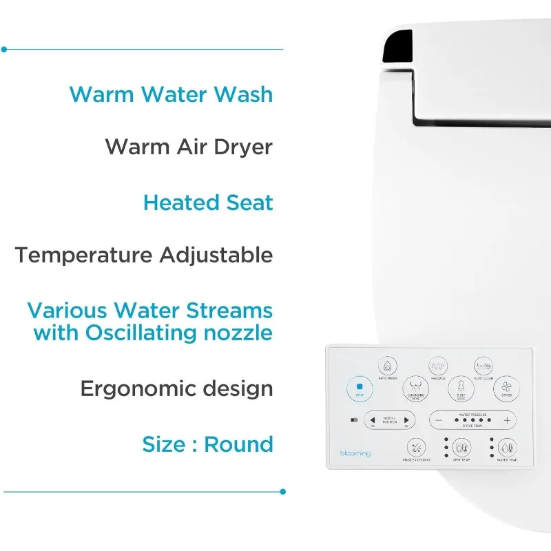 NB-R1260R Bidet   Warm Water, Dryer, Heated Seat, Sittable Lid, LED Nightlight - White Round Attachment with Remote Control