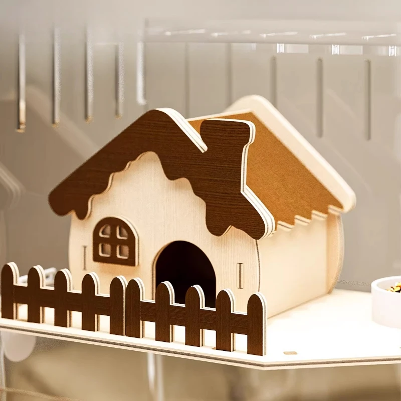 Acrylic Hamster Cage, 360째 View Hamster Villa, Large Luxury Anti-Chew Cage, Quiet Rolling Wheel, Easy to Clean view 4