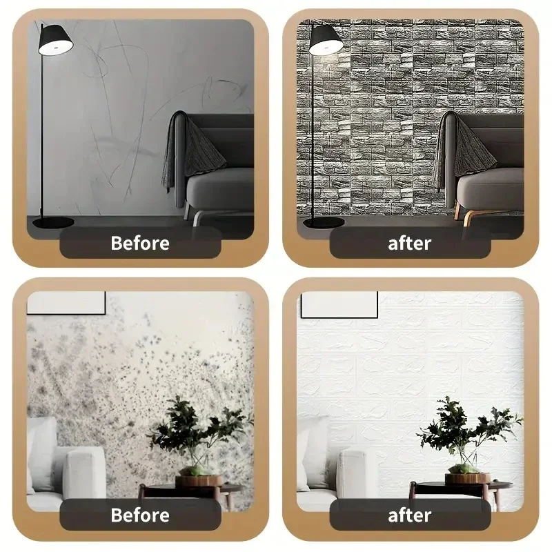 70cm*10m 3D Self-adhesive Foam Tile Wall Stickers for Indoor Wall Decor Living Room Kitchen and Bedroom Bathroom Home Decoration view 4