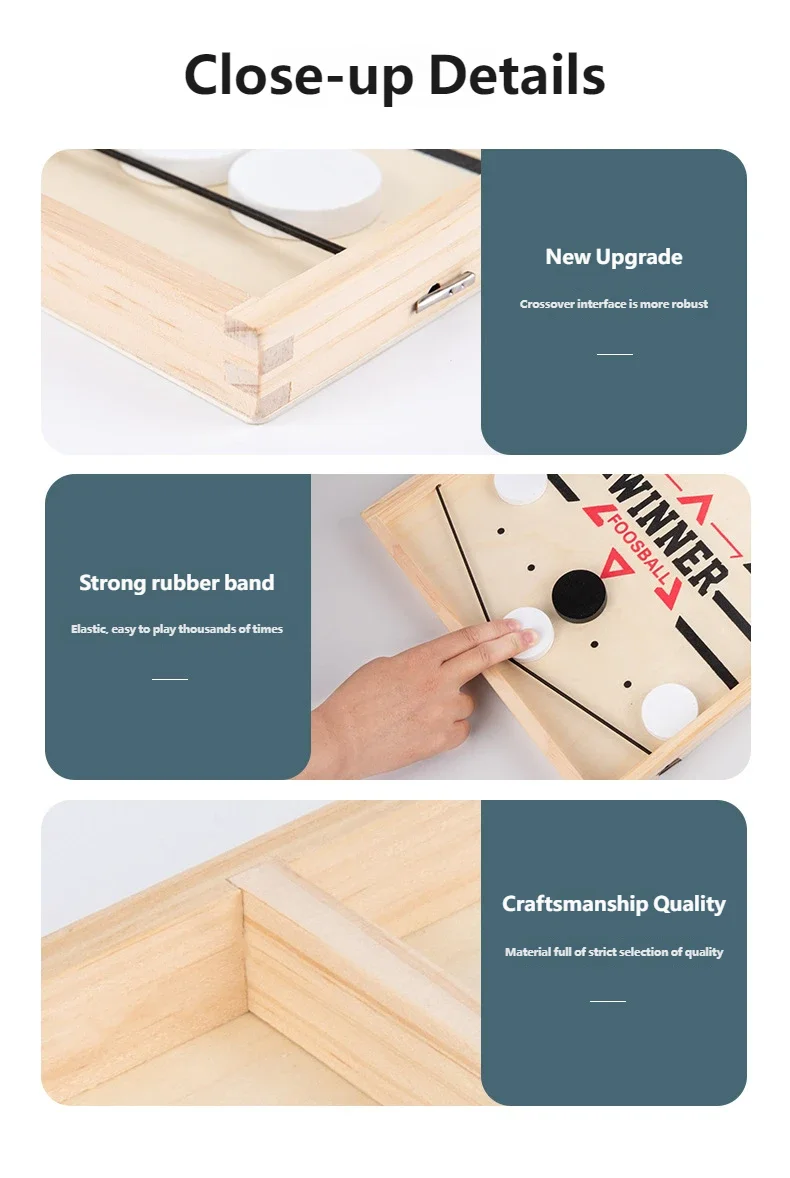 Gowinbaby Holz-Sling-Puck-Spiel Doppelspieler Katapult-Schach Eltern-Kind Interaktives Lernbrettspiel für Kinder – Detail 6