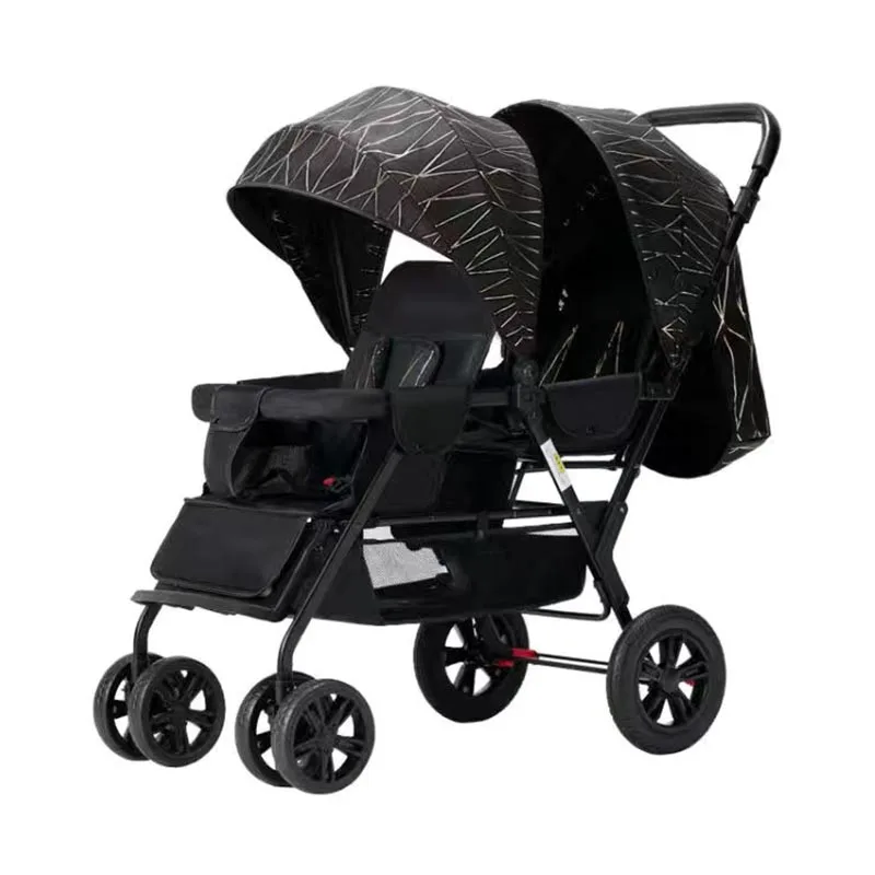 

Baby Stroller Reclining Seats Lightweight and Foldable, Dual-Seat Front-and-Back Design Second-Child Stroller Double Stroller