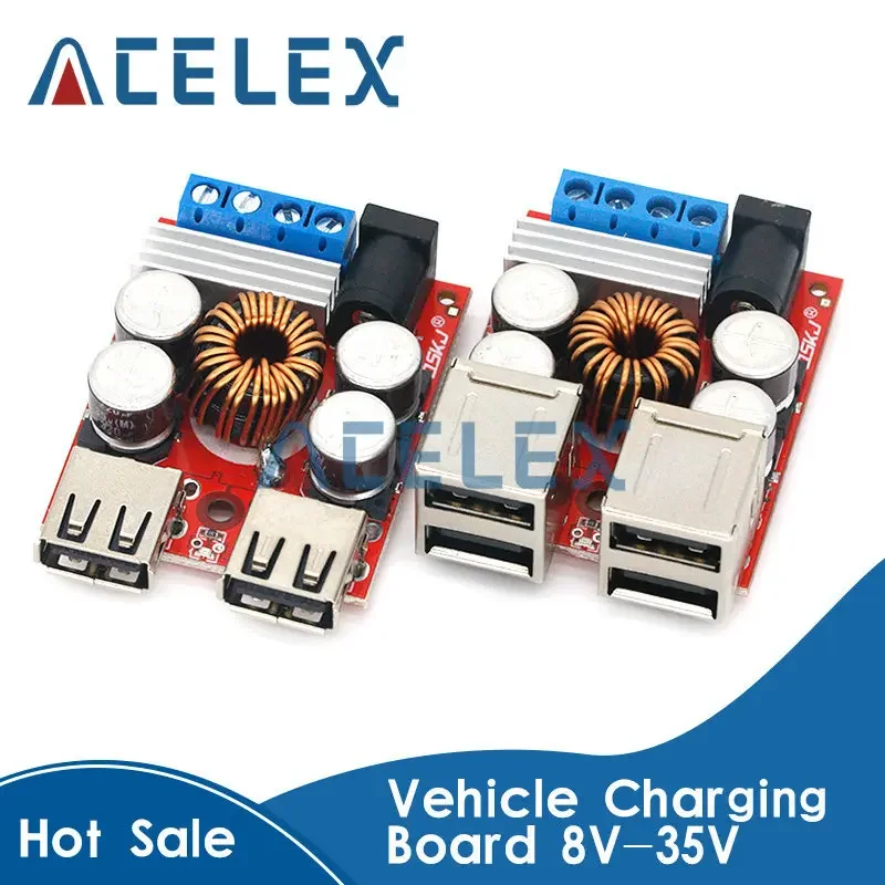 DC-DC Vehicle Charging Board 8V-35V 5V 8A Power Supply Depressurization Module 2 4 port USB Output mobile Charger