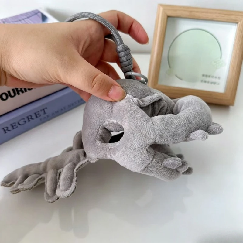 Dinosaur Skeleton Pendant with Lanyard Grey Hoodie Style Mini Quirky Bag Charm Washable Cotton Bone Design Cotton Outfit