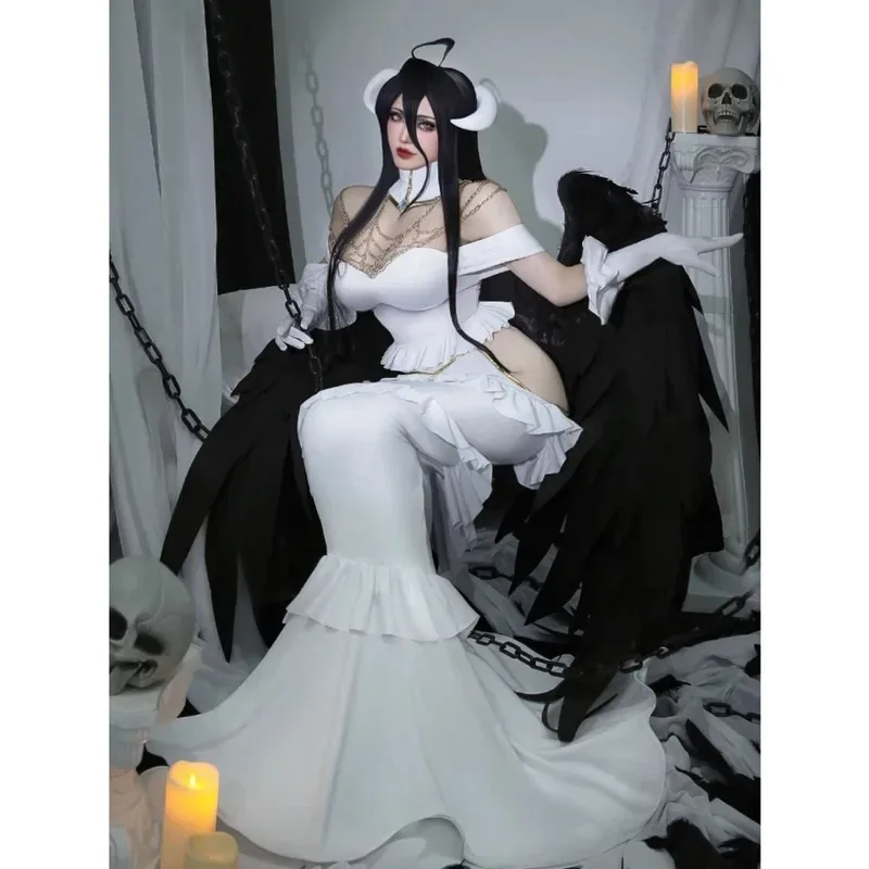 

2025 22 Overlord Undead King Ya'er Bede cosplay white tight fitting dress anime costume
