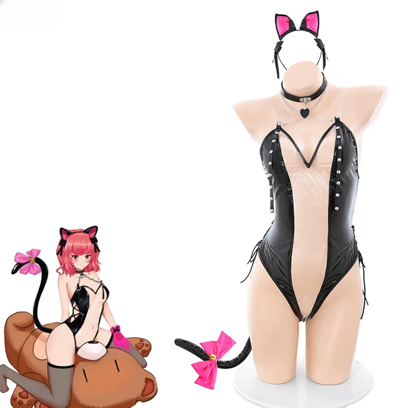 

Japanese Anime Tokyo Mew Mew Momomiya Ichigo Cat Bodysuit Uniform Bow-knot Bell Tail Kitty Outfit Costume Cosplay