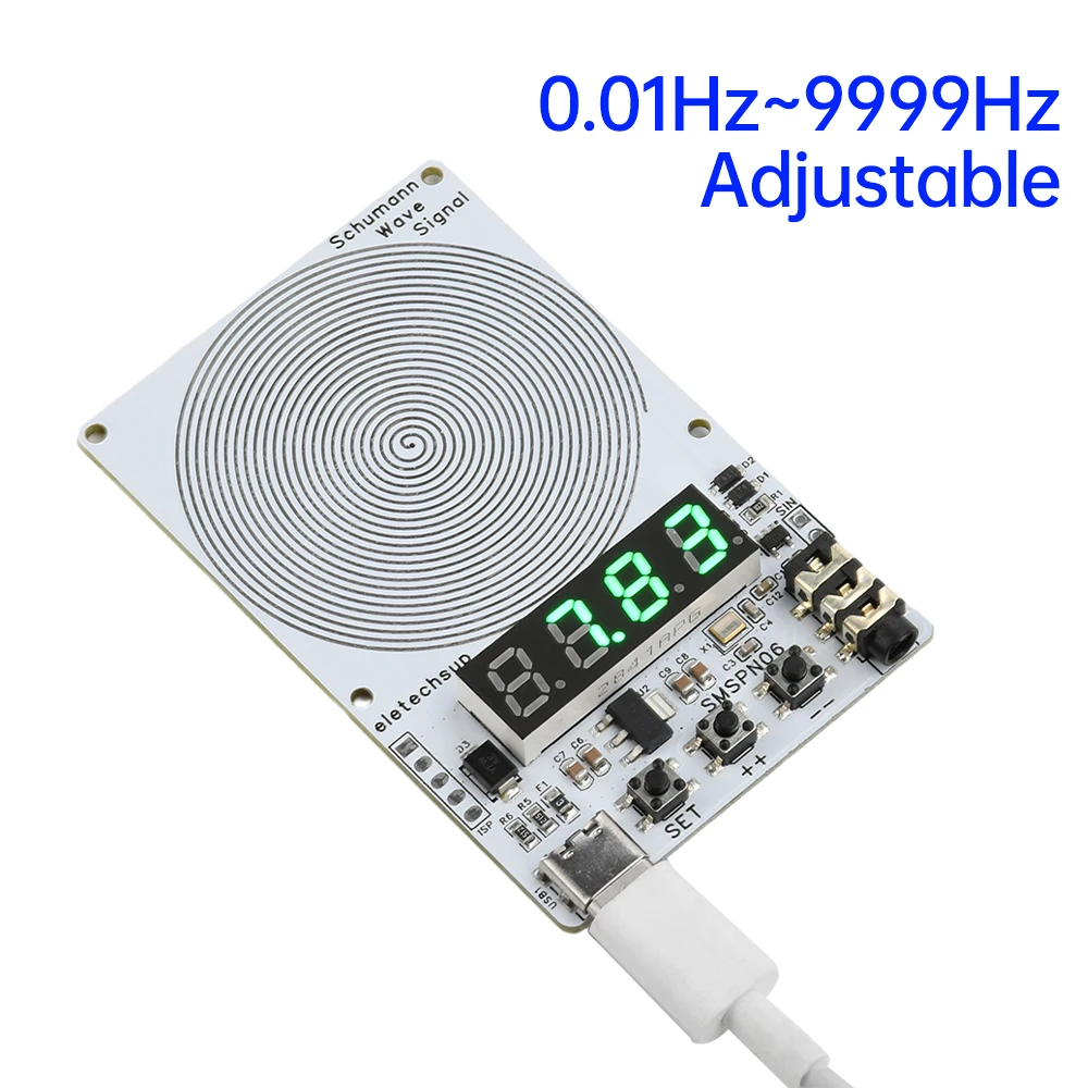 0.01Hz~9999Hz Sine Wave Adjustable Schumann Wave Generator Signal Generator Type C 4-Digit Digital Tube Green Display 7.83Hz