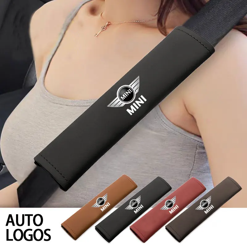 Leather Car Safety Belt Shoulder Cover Pads for Mini Cooper One JCW Works F54 F55 F56 F57 F60 R50 R52 R53 R55 Car Accessories