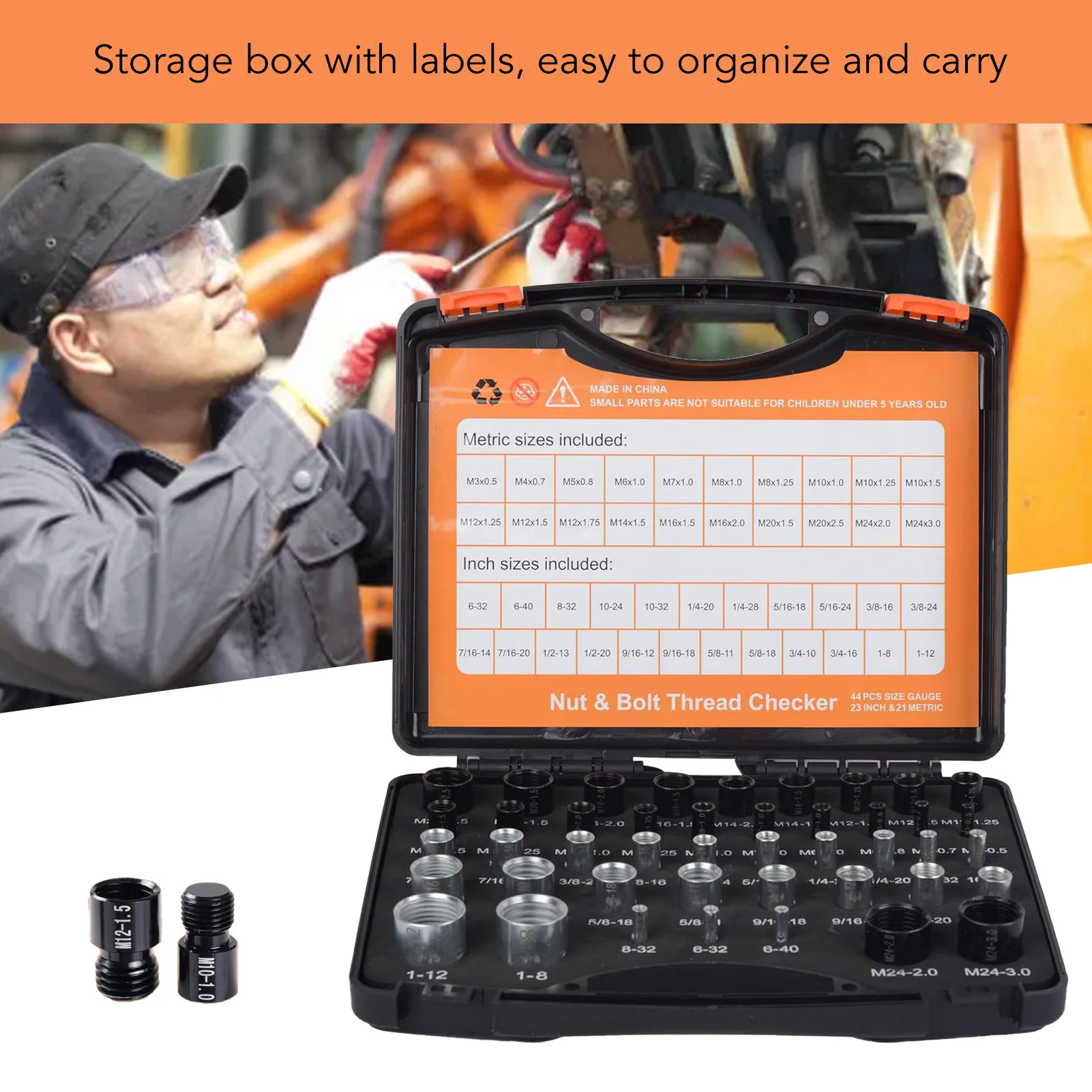 

Thread Size Gauge Convenient Use Standard Sizes Imperial Metric Nut Bolt Thread Identifier for Pipeline Car Repair