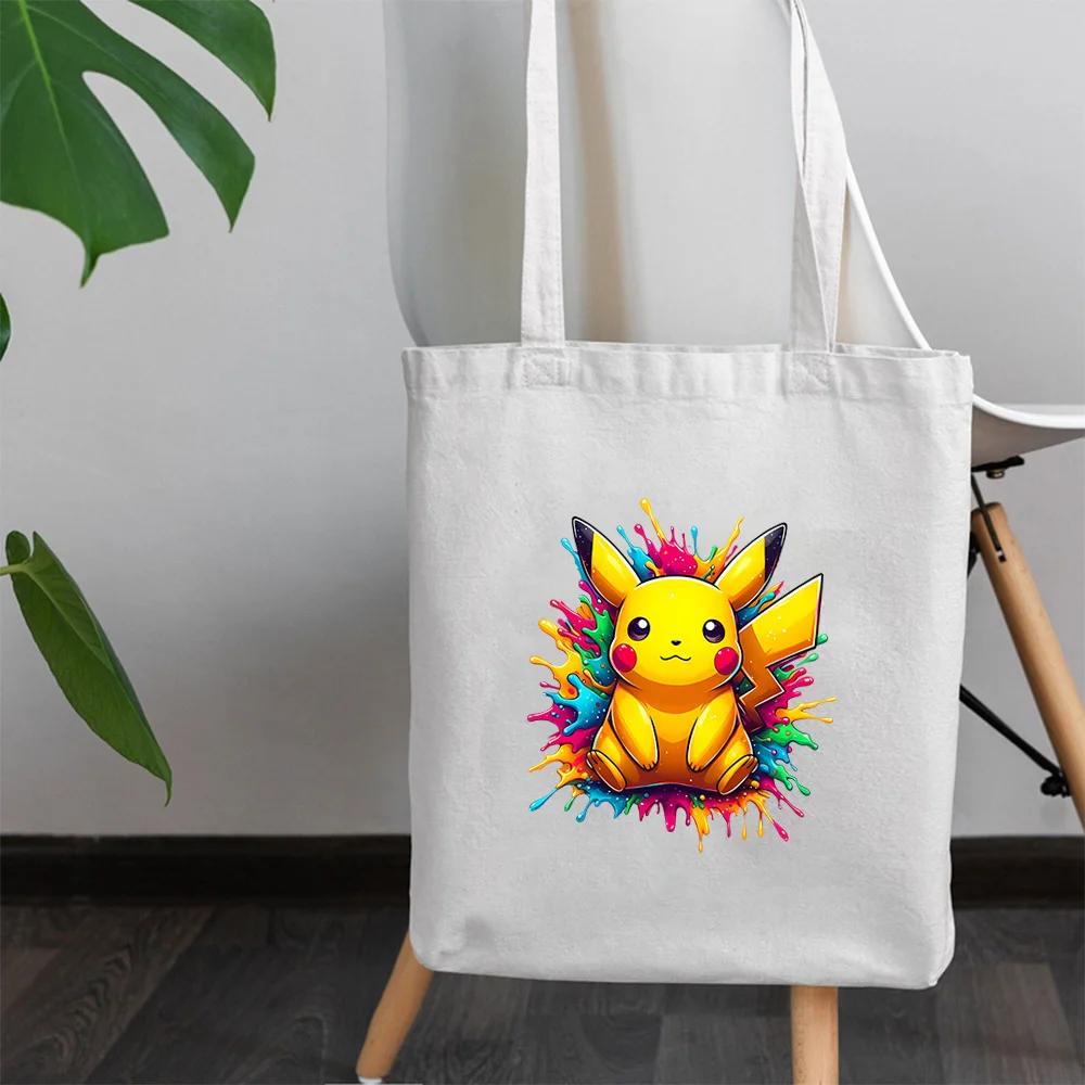 bolsa-de-compras-de-lona-pokemon-pikachu-charmander-psyduck-bolsa-dobravel-de-grande-capacidade-para-mulheres-ecologica-e-reutilizavel