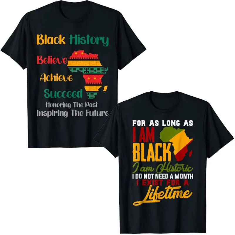Honoring Past Inspiring Future Black History Month T-Shirt Gifts Pride Black African American Proud Tee Casual Tops Cool Present