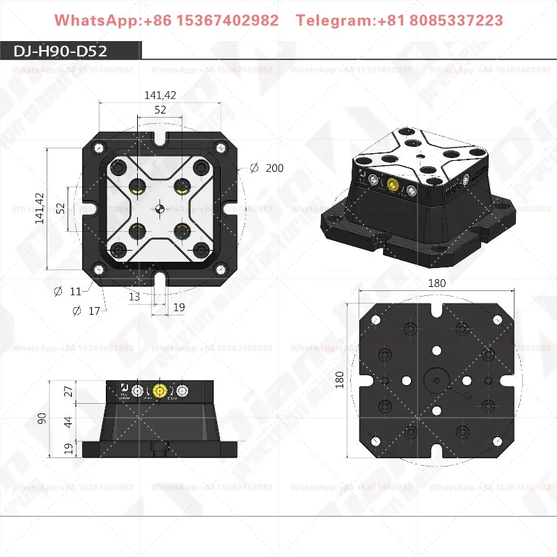 Four or five axis fixture self centering vise can be matched with zero point quick change four axis L-shaped bridge plate