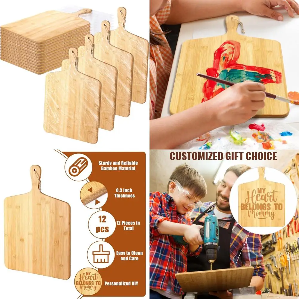 

Large Wooden Cutting Board Set with 12 Pieces, Ideal Kitchen Serving Chopping Boards, Bulk Gifts for Mom, Great for Vegetables a