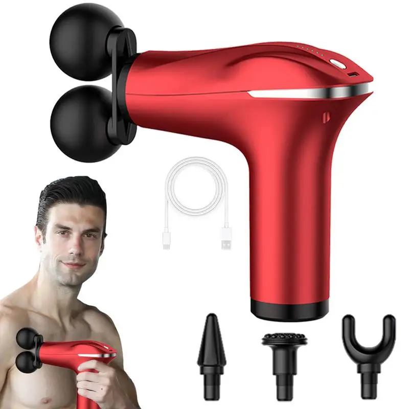 Percussion Massager Double-Headed Muscle Relaxer Deep Tissue Percussion Massage Device 6 Speed Handheld Back Massager For