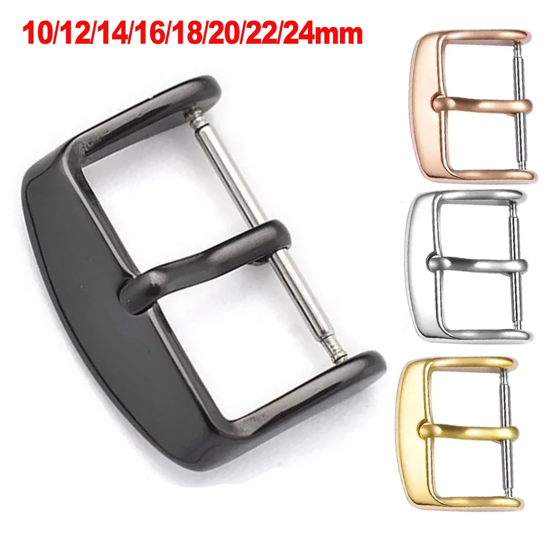 10/12/14/16/18/20/22/24mm 시계 밴드 버클 스테인레스 스틸 핀 걸쇠 시계 액세서리 가죽 밴드 스트랩 시계 버클