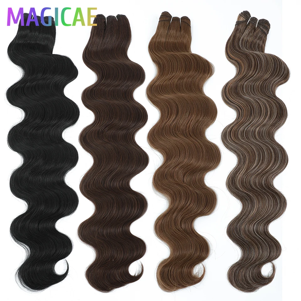 Magicae 30 pulgadas 200G rubio piano SP12/16/613 ombre marrón 6#, paquetes de ondas body wave de cabello sintético de alta temperatura 6