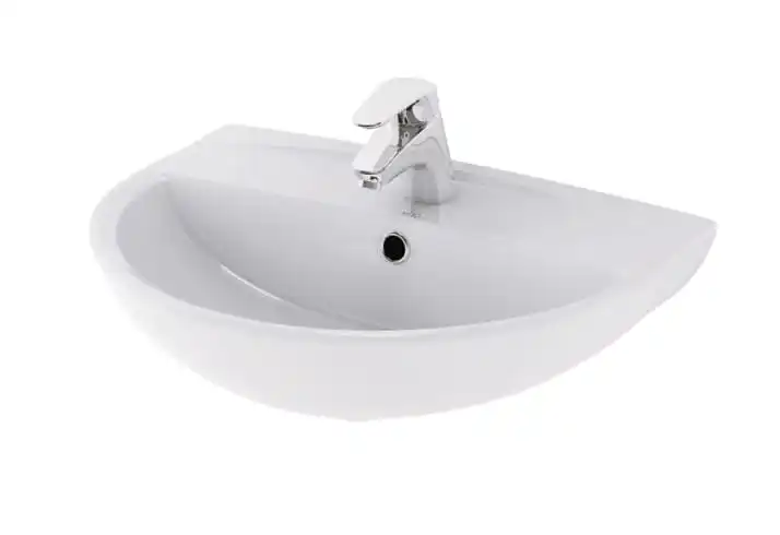 Keramische wandwastafel met halfronde kom Wit 55cm