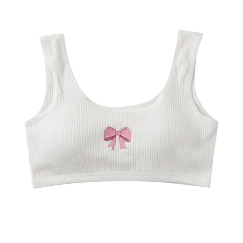Хлопковые детские топы без рукавов, дышащий жилет с бантом, нижнее белье, удобные в ношении, развивающие бюстгальтеры