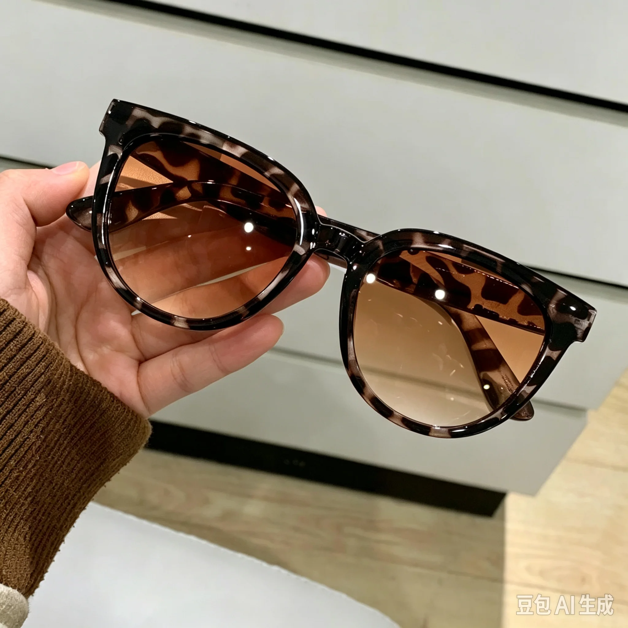 Fashion Anti-UV Sunglasses Elegant Large Frame Retro Style Glasses Men and Women Outdoor Eyewear UV400 Shades