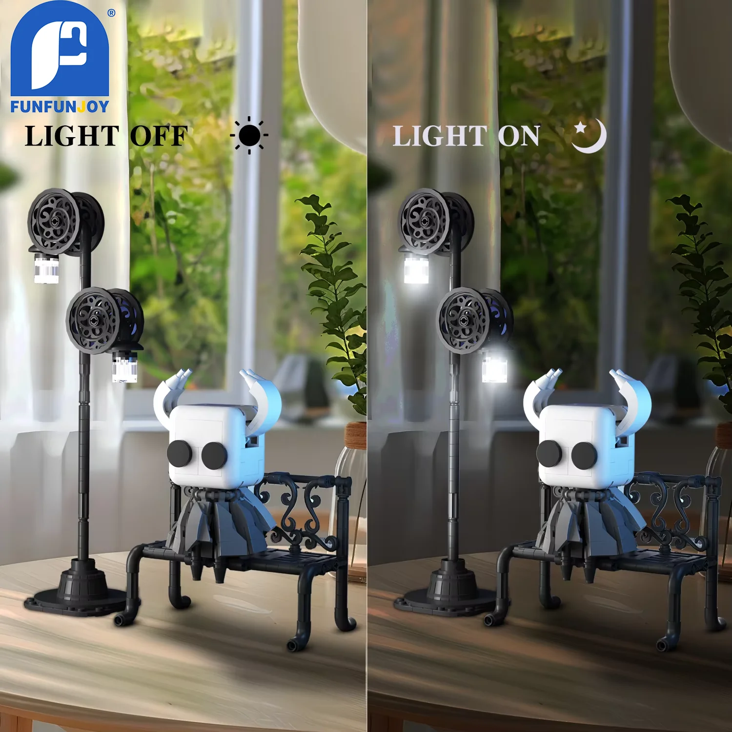 370PCS Hollow Knight Dark Scene Light Up Building Blocks Compatible DIY Assembly Decorative Display Halloween Gift Kids