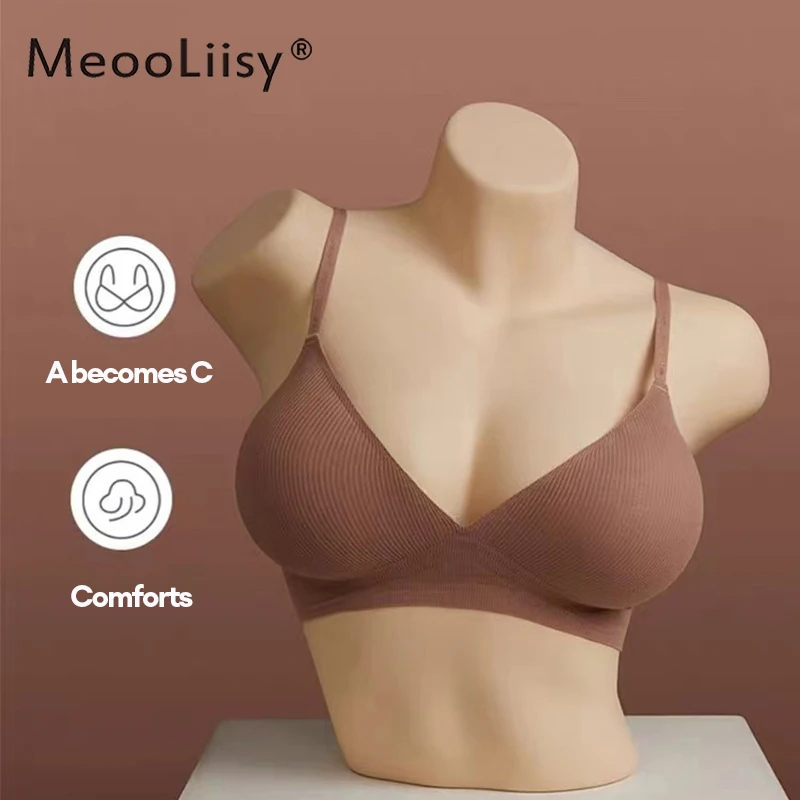 MeooLiisy Korean Expanded Bralette Small Chest Push Up Add Cup Size Women Bras Seamless Sports Underwear