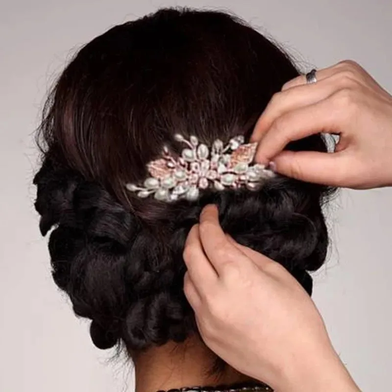 Jepit Rambut Pengiring Pengantin Sisir Rambut Klip Pengantin Perhiasan Rambut Daun Tiara Bunga Pernikahan Indah