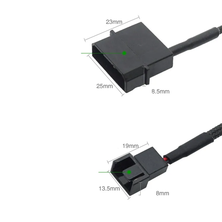 27Cm 4pin IDE Molex Ke 4-Port 3Pin/4Pin Catu Daya Plug Cooler Cooling Fan Adapter Kabel Daya Splitter untuk Casing Komputer PC