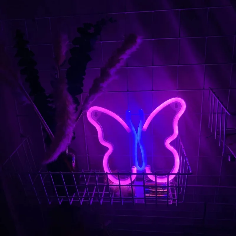 Butterfly Led Neon Light Sign Wall Hanging Lamp Room Home Wall Decoration Night Lamp Romantic Bar Party Decor Children Baby Gift