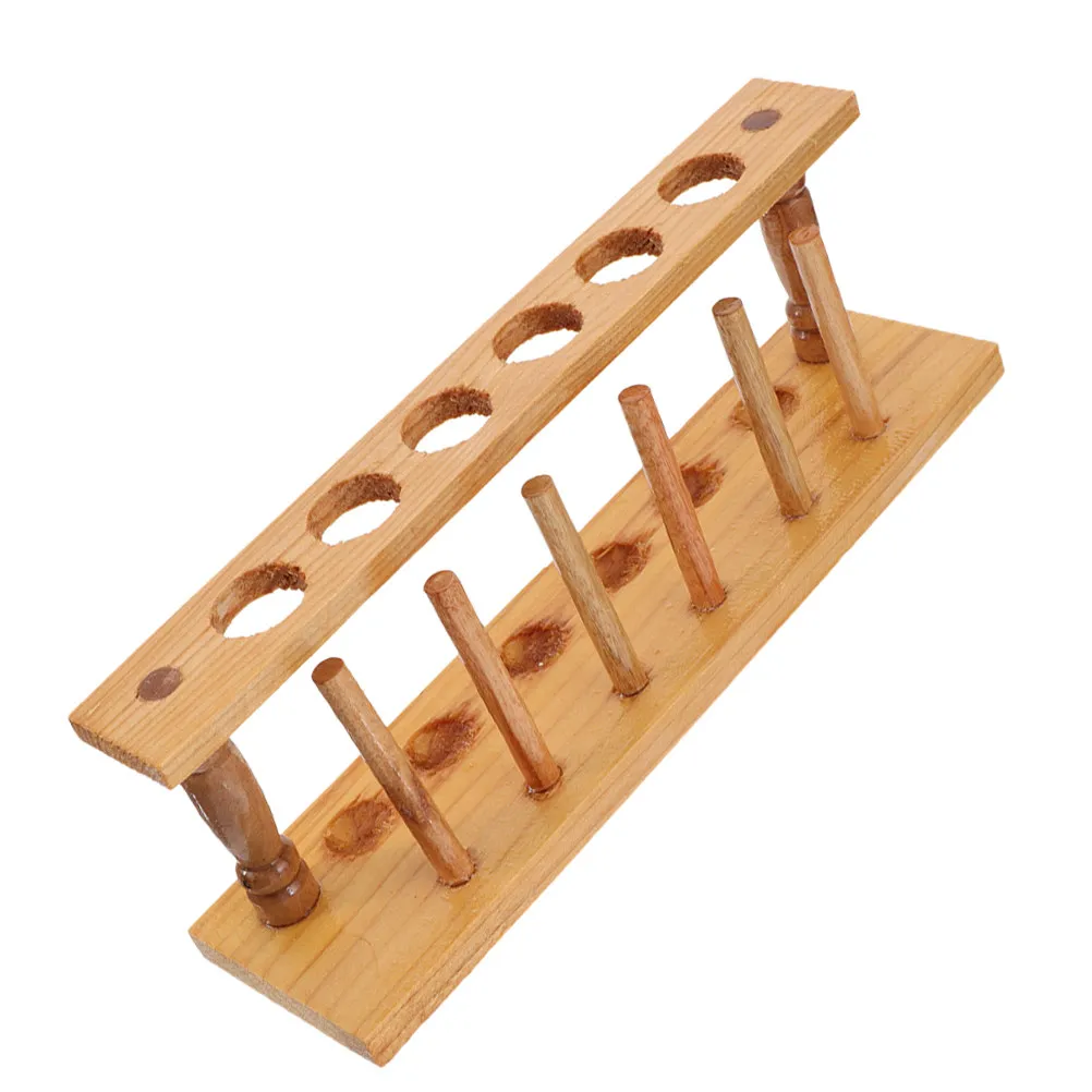 Natural Wood Test Tube Rack 6-Hole Heavy Duty Laboratory Tube Organizer for Test Tubes Centrifuge Vials Pens Candy Storage view 3