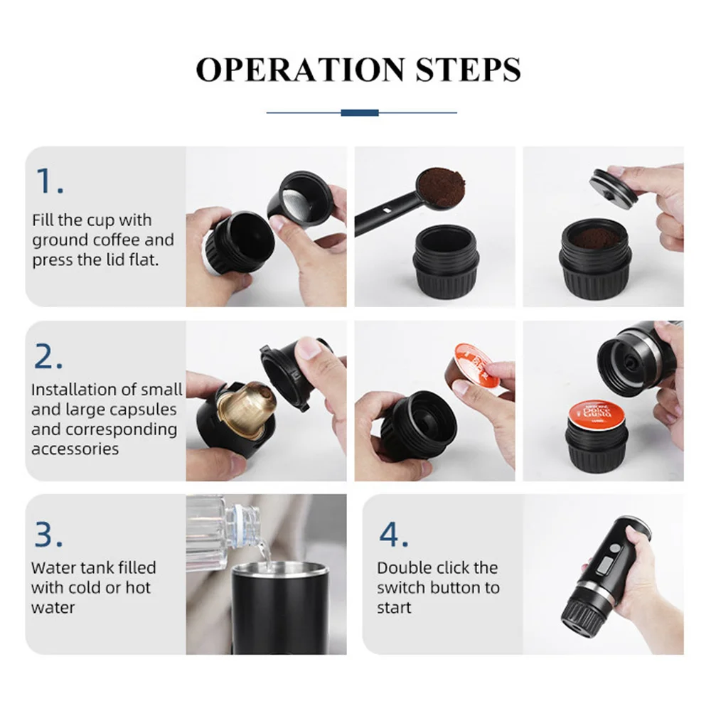 Portable Full-Automatic Espresso Coffee Machine Mini For Large And Small Capsules