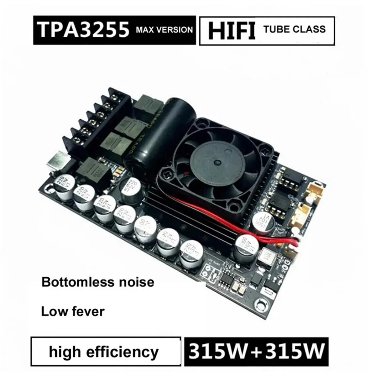 Placa amplificadora digital hifi atualizada versão máxima tpa3255 600w de alta potência 300w x 2 estéreo de baixo ruído