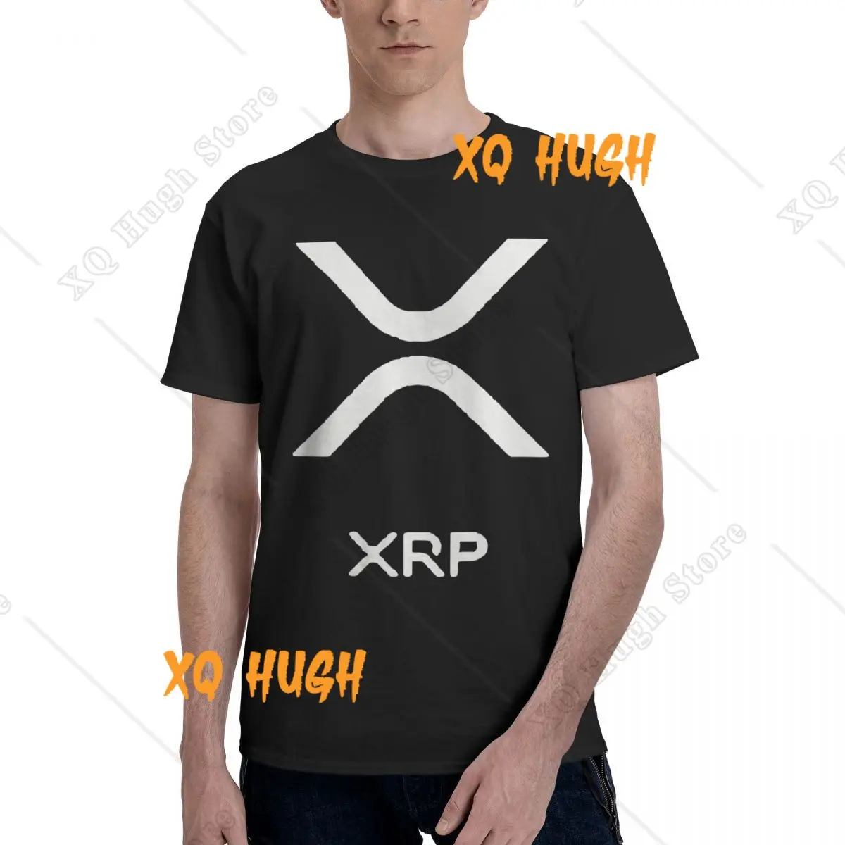 The XRP Bitcon Summer Men's Short Sleeve T-shirt Man Printed Cotton Top O-Neck Men's Casual Tshirts