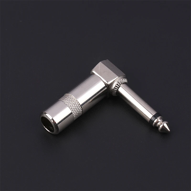 Metal 6.35mm Plug Right Angle Male Mono Plug L-Shape Audio Connector For Guitar Audio 1/4" 6.35 90 Degree Jack Solder Connector